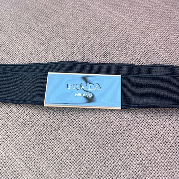 Prada Elastic Belt Navy Blue Silver - Picture 3 of 3